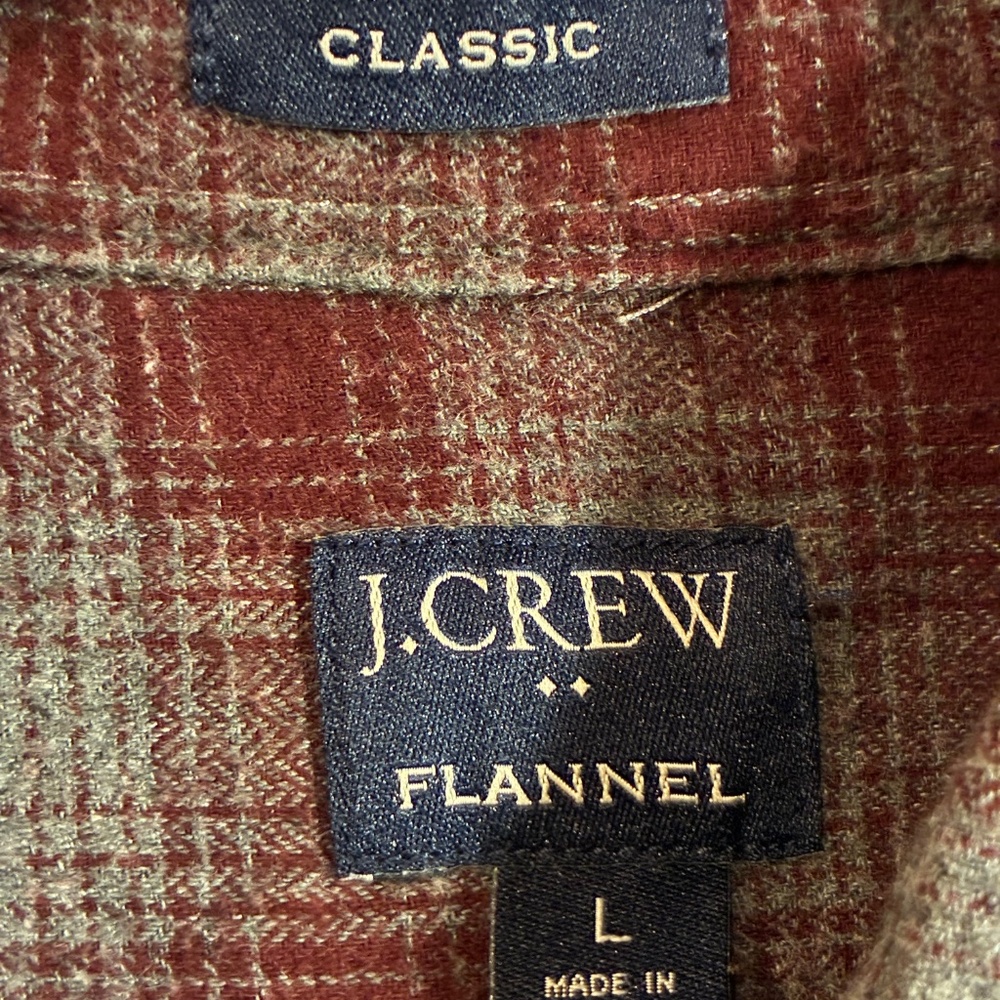 J Crew men’s flannel shirt large red/grey - Picture 2 of 5